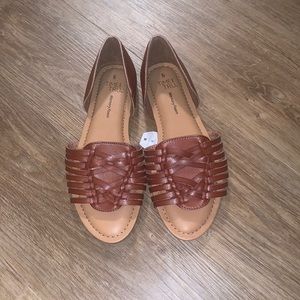 Time and tru brown slip on open toe sandals